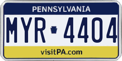 PA license plate MYR4404