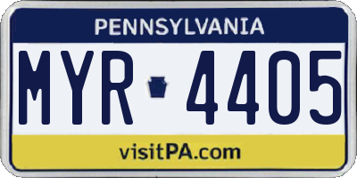 PA license plate MYR4405