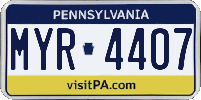PA license plate MYR4407