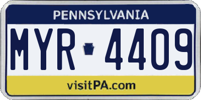 PA license plate MYR4409