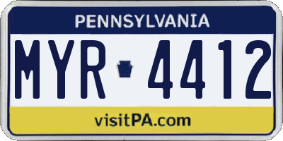 PA license plate MYR4412