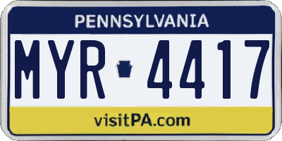 PA license plate MYR4417