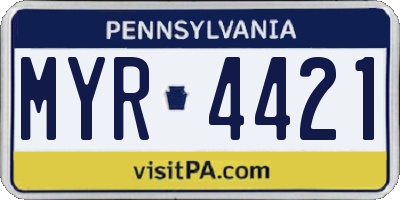 PA license plate MYR4421