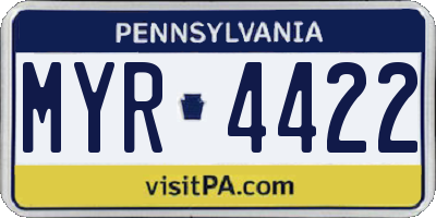 PA license plate MYR4422