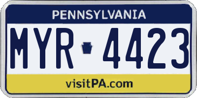 PA license plate MYR4423