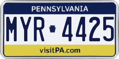 PA license plate MYR4425