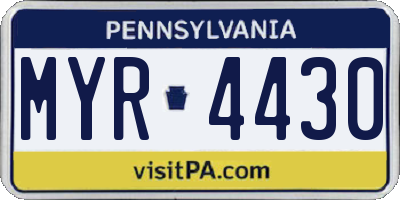 PA license plate MYR4430