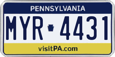 PA license plate MYR4431