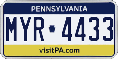 PA license plate MYR4433