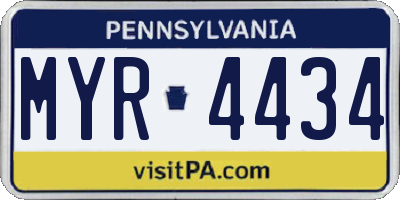 PA license plate MYR4434