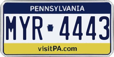 PA license plate MYR4443