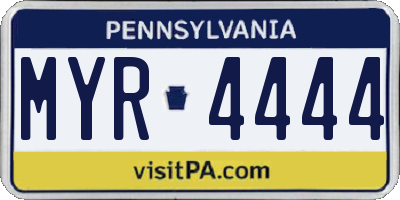 PA license plate MYR4444
