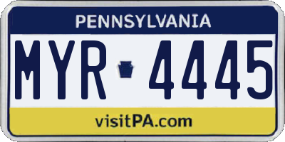 PA license plate MYR4445