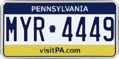 PA license plate MYR4449