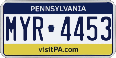 PA license plate MYR4453