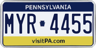 PA license plate MYR4455