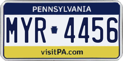 PA license plate MYR4456