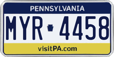 PA license plate MYR4458