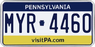 PA license plate MYR4460