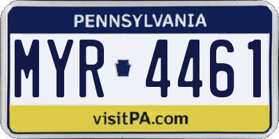 PA license plate MYR4461