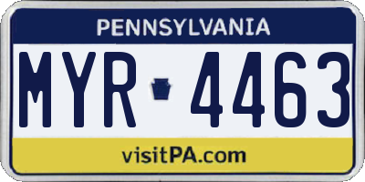PA license plate MYR4463