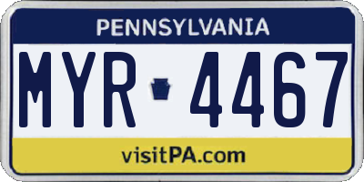 PA license plate MYR4467