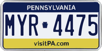 PA license plate MYR4475