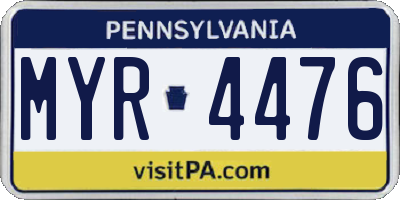 PA license plate MYR4476