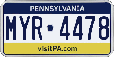 PA license plate MYR4478