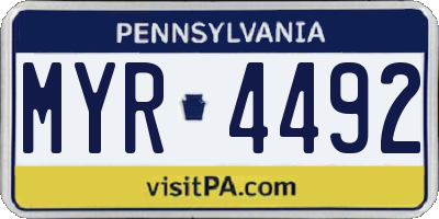 PA license plate MYR4492
