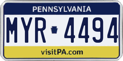 PA license plate MYR4494