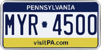 PA license plate MYR4500