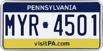 PA license plate MYR4501
