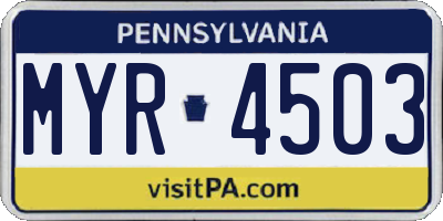 PA license plate MYR4503