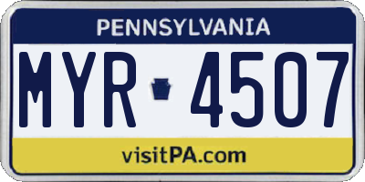 PA license plate MYR4507