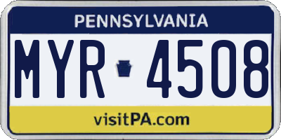 PA license plate MYR4508