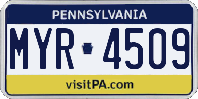 PA license plate MYR4509