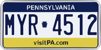PA license plate MYR4512