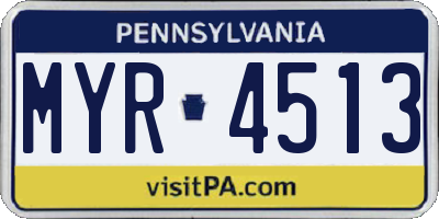 PA license plate MYR4513