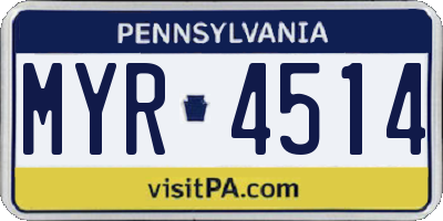 PA license plate MYR4514