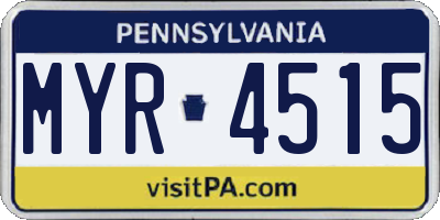 PA license plate MYR4515
