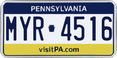 PA license plate MYR4516
