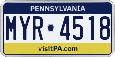 PA license plate MYR4518