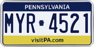 PA license plate MYR4521