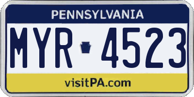 PA license plate MYR4523