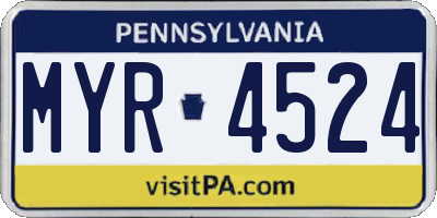 PA license plate MYR4524