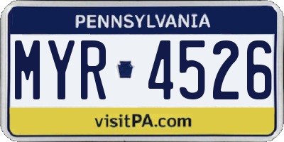PA license plate MYR4526