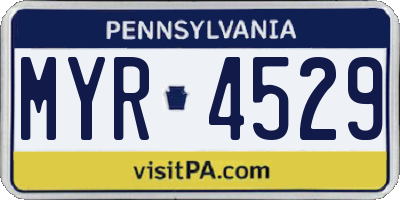 PA license plate MYR4529