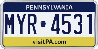 PA license plate MYR4531