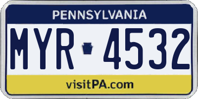 PA license plate MYR4532